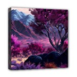 Landscape Landscape Painting Purple Purple Trees Mini Canvas 8  x 8  (Stretched)