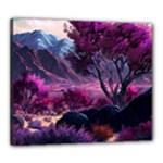 Landscape Landscape Painting Purple Purple Trees Canvas 24  x 20  (Stretched)