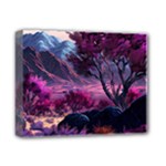 Landscape Landscape Painting Purple Purple Trees Deluxe Canvas 14  x 11  (Stretched)