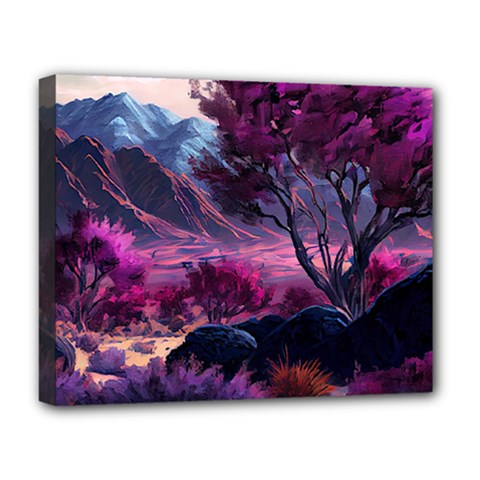 Landscape Landscape Painting Purple Purple Trees Deluxe Canvas 20  x 16  (Stretched) from ArtsNow.com