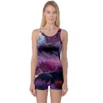 Landscape Landscape Painting Purple Purple Trees One Piece Boyleg Swimsuit