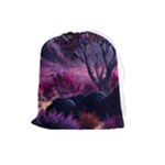 Landscape Landscape Painting Purple Purple Trees Drawstring Pouch (Large)