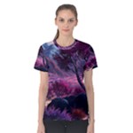 Landscape Landscape Painting Purple Purple Trees Women s Cotton Tee