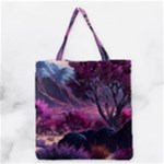 Landscape Landscape Painting Purple Purple Trees Grocery Tote Bag