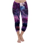 Landscape Landscape Painting Purple Purple Trees Capri Winter Leggings 