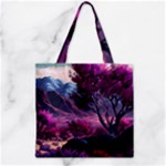 Landscape Landscape Painting Purple Purple Trees Zipper Grocery Tote Bag