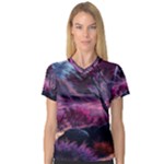 Landscape Landscape Painting Purple Purple Trees V-Neck Sport Mesh Tee