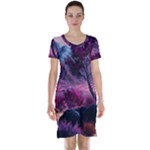 Landscape Landscape Painting Purple Purple Trees Short Sleeve Nightdress