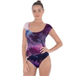 Landscape Landscape Painting Purple Purple Trees Short Sleeve Leotard 