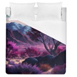 Landscape Landscape Painting Purple Purple Trees Duvet Cover (Queen Size)