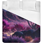 Landscape Landscape Painting Purple Purple Trees Duvet Cover (King Size)