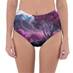 Landscape Landscape Painting Purple Purple Trees Reversible High-Waist Bikini Bottoms