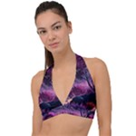 Landscape Landscape Painting Purple Purple Trees Halter Plunge Bikini Top