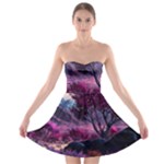 Landscape Landscape Painting Purple Purple Trees Strapless Bra Top Dress