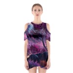 Landscape Landscape Painting Purple Purple Trees Shoulder Cutout One Piece Dress