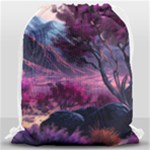 Landscape Landscape Painting Purple Purple Trees Drawstring Bag (Large)