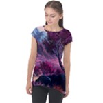 Landscape Landscape Painting Purple Purple Trees Cap Sleeve High Low Top