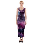 Landscape Landscape Painting Purple Purple Trees Fitted Maxi Dress