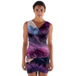 Landscape Landscape Painting Purple Purple Trees Wrap Front Bodycon Dress