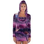 Landscape Landscape Painting Purple Purple Trees Long Sleeve Hooded T-shirt