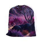 Landscape Landscape Painting Purple Purple Trees Drawstring Pouch (2XL)