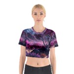 Landscape Landscape Painting Purple Purple Trees Cotton Crop Top