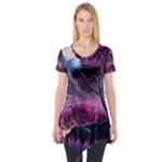 Landscape Landscape Painting Purple Purple Trees Short Sleeve Tunic 