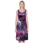 Landscape Landscape Painting Purple Purple Trees Midi Sleeveless Dress