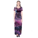 Landscape Landscape Painting Purple Purple Trees Short Sleeve Maxi Dress