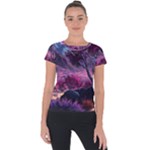 Landscape Landscape Painting Purple Purple Trees Short Sleeve Sports Top 