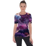 Landscape Landscape Painting Purple Purple Trees Shoulder Cut Out Short Sleeve Top