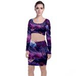 Landscape Landscape Painting Purple Purple Trees Top and Skirt Sets