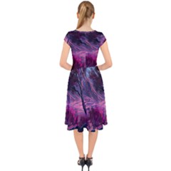 Cap Sleeve Front Wrap Midi Dress 
