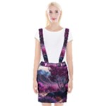 Landscape Landscape Painting Purple Purple Trees Braces Suspender Skirt