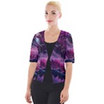 Landscape Landscape Painting Purple Purple Trees Cropped Button Cardigan