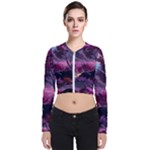 Landscape Landscape Painting Purple Purple Trees Long Sleeve Zip Up Bomber Jacket