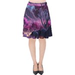 Landscape Landscape Painting Purple Purple Trees Velvet High Waist Skirt