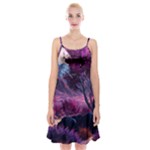 Landscape Landscape Painting Purple Purple Trees Spaghetti Strap Velvet Dress