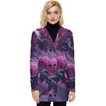 Landscape Landscape Painting Purple Purple Trees Button Up Hooded Coat 