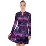 Landscape Landscape Painting Purple Purple Trees Long Sleeve Panel Dress