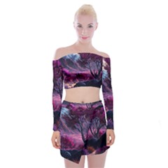 Off Shoulder Top with Mini Skirt Set 