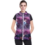 Landscape Landscape Painting Purple Purple Trees Women s Puffer Vest