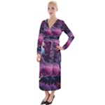 Landscape Landscape Painting Purple Purple Trees Velvet Maxi Wrap Dress