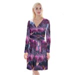 Landscape Landscape Painting Purple Purple Trees Long Sleeve Velvet Front Wrap Dress