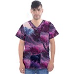 Landscape Landscape Painting Purple Purple Trees Men s V-Neck Scrub Top