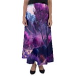 Landscape Landscape Painting Purple Purple Trees Flared Maxi Skirt