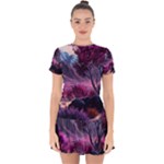 Landscape Landscape Painting Purple Purple Trees Drop Hem Mini Chiffon Dress