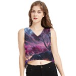 Landscape Landscape Painting Purple Purple Trees V-Neck Cropped Tank Top