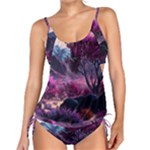 Landscape Landscape Painting Purple Purple Trees Tankini Set