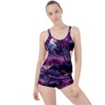 Landscape Landscape Painting Purple Purple Trees Boyleg Tankini Set 